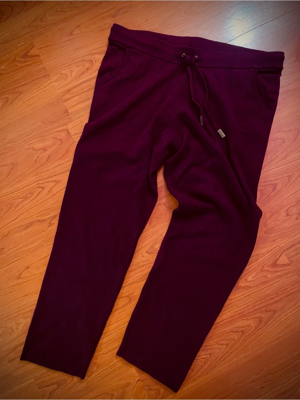 CHICO'S Cashmere Blend Pull-on Plum Knit Pant w/Pockets Tapered Leg sz 3R (XL)